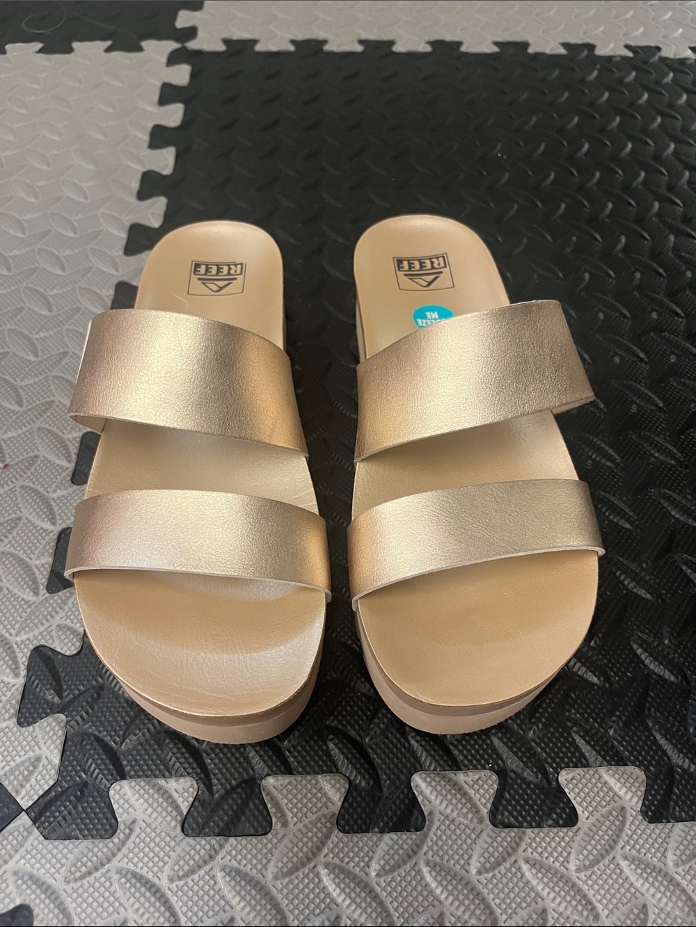 Reef Women’s Gold Double-Strap Slide Sandals
